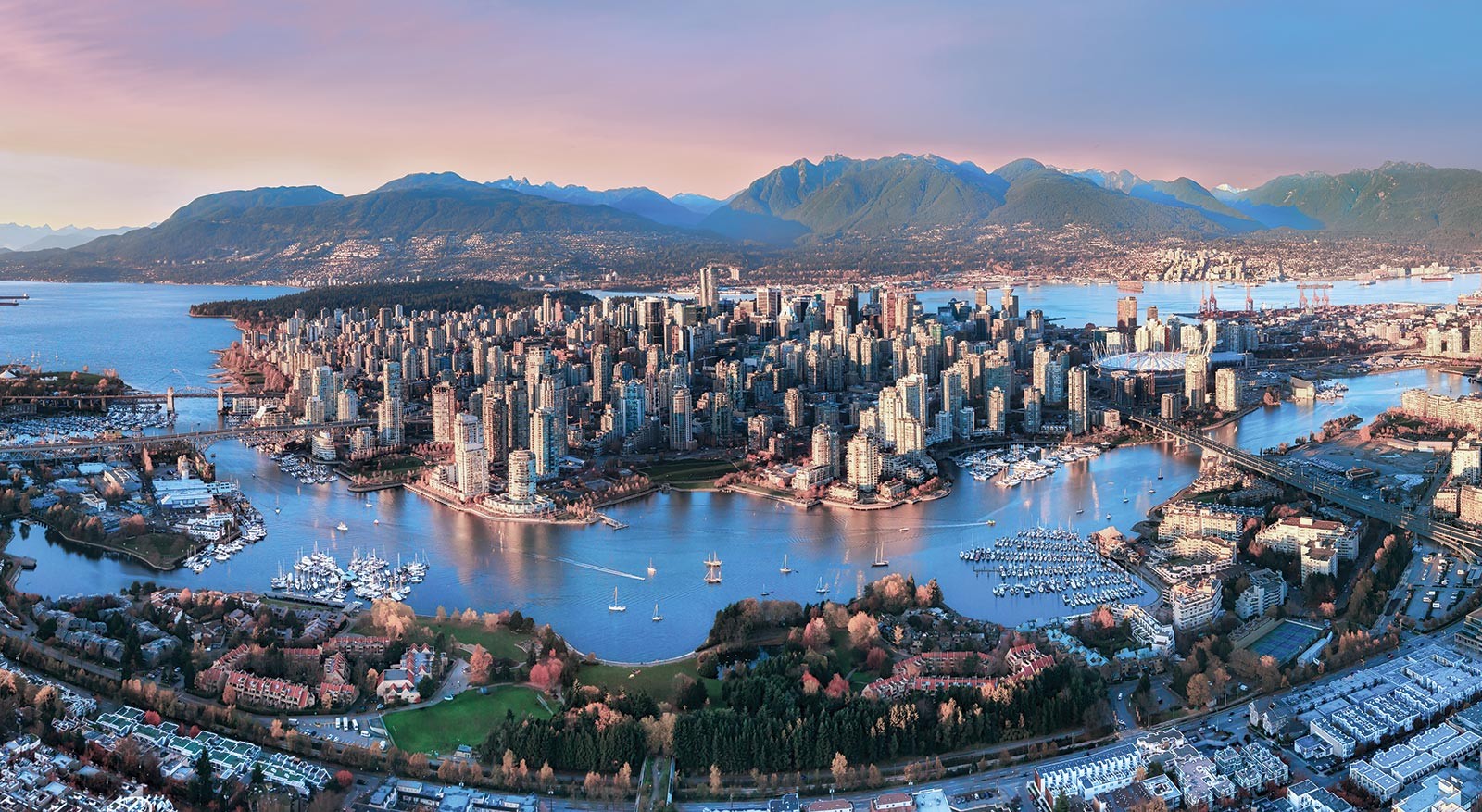 Vancouver skyline at dusk